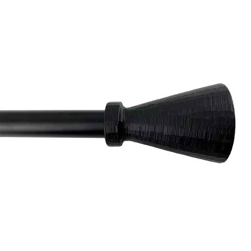 1" Black Textured Cone Curtain Rod, 18-36"