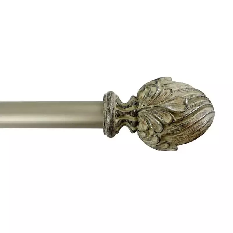 1" Bronze Leaf Cone Curtain Rod, 18-36"
