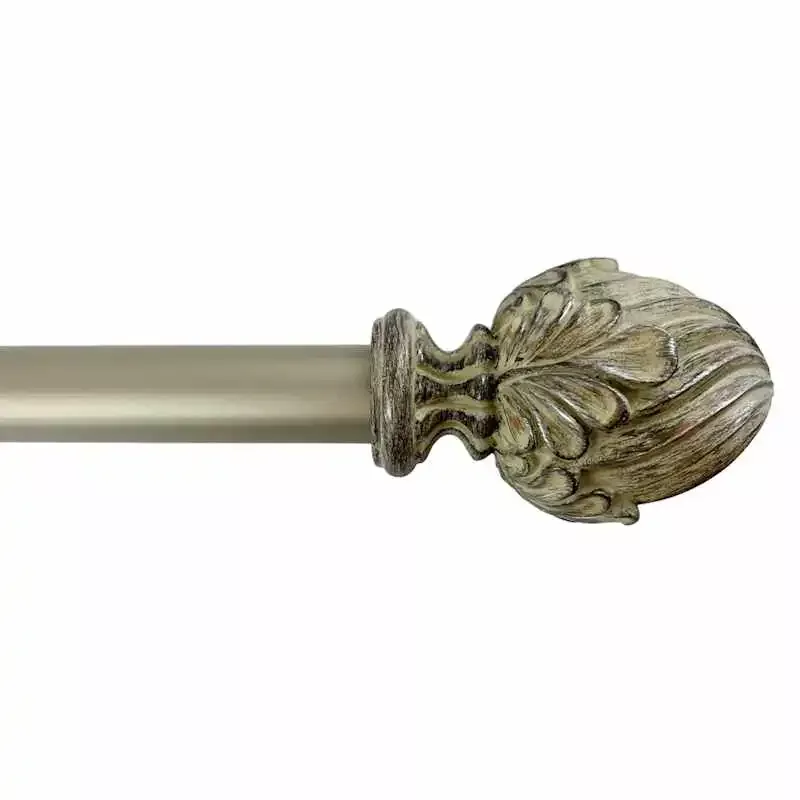 1" Bronze Leaf Cone Curtain Rod, 36-72"