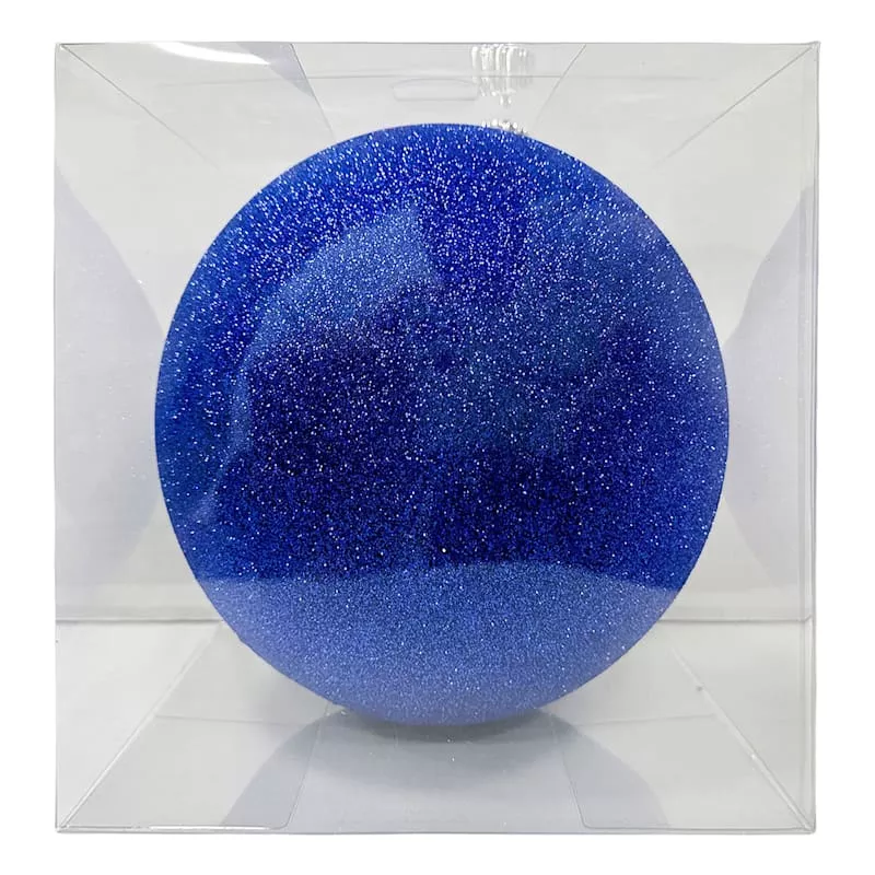 1-Count Large Blue Glittered Shatterproof Ornament, 8"