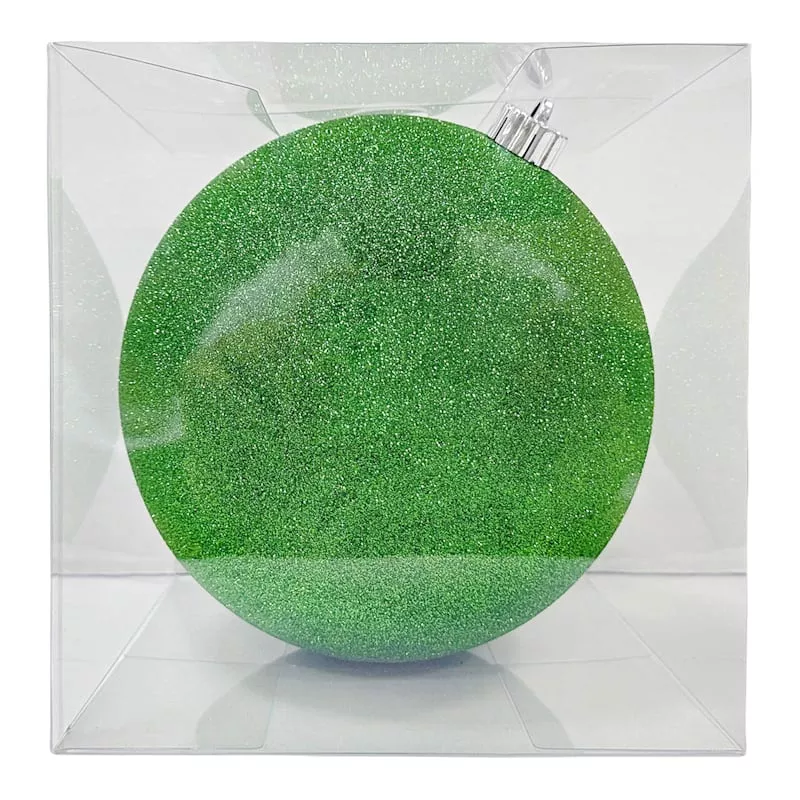 1-Count Large Green Glittered Shatterproof Ornament, 8"