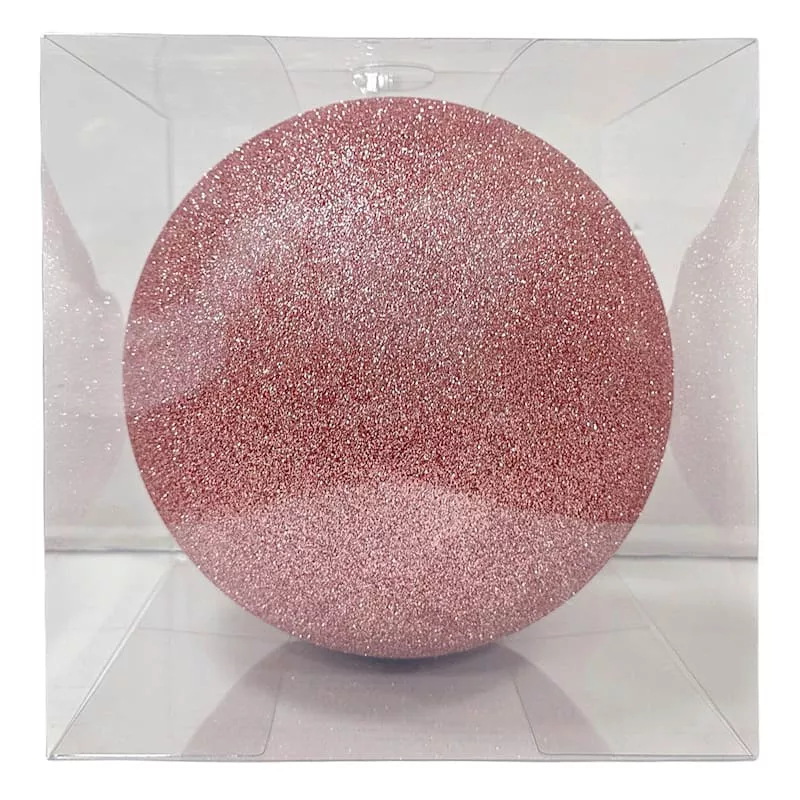 1-Count Large Pink Glittered Shatterproof Ornament, 8"