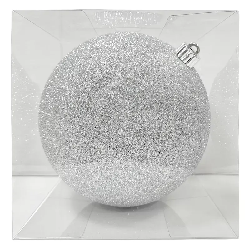 1-Count Large Silver Glittered Shatterproof Ornament, 8"