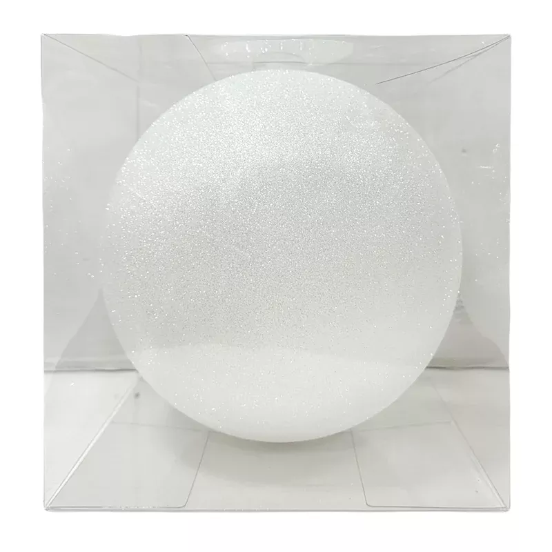 1-Count Large White Glittered Shatterproof Ornament, 8"