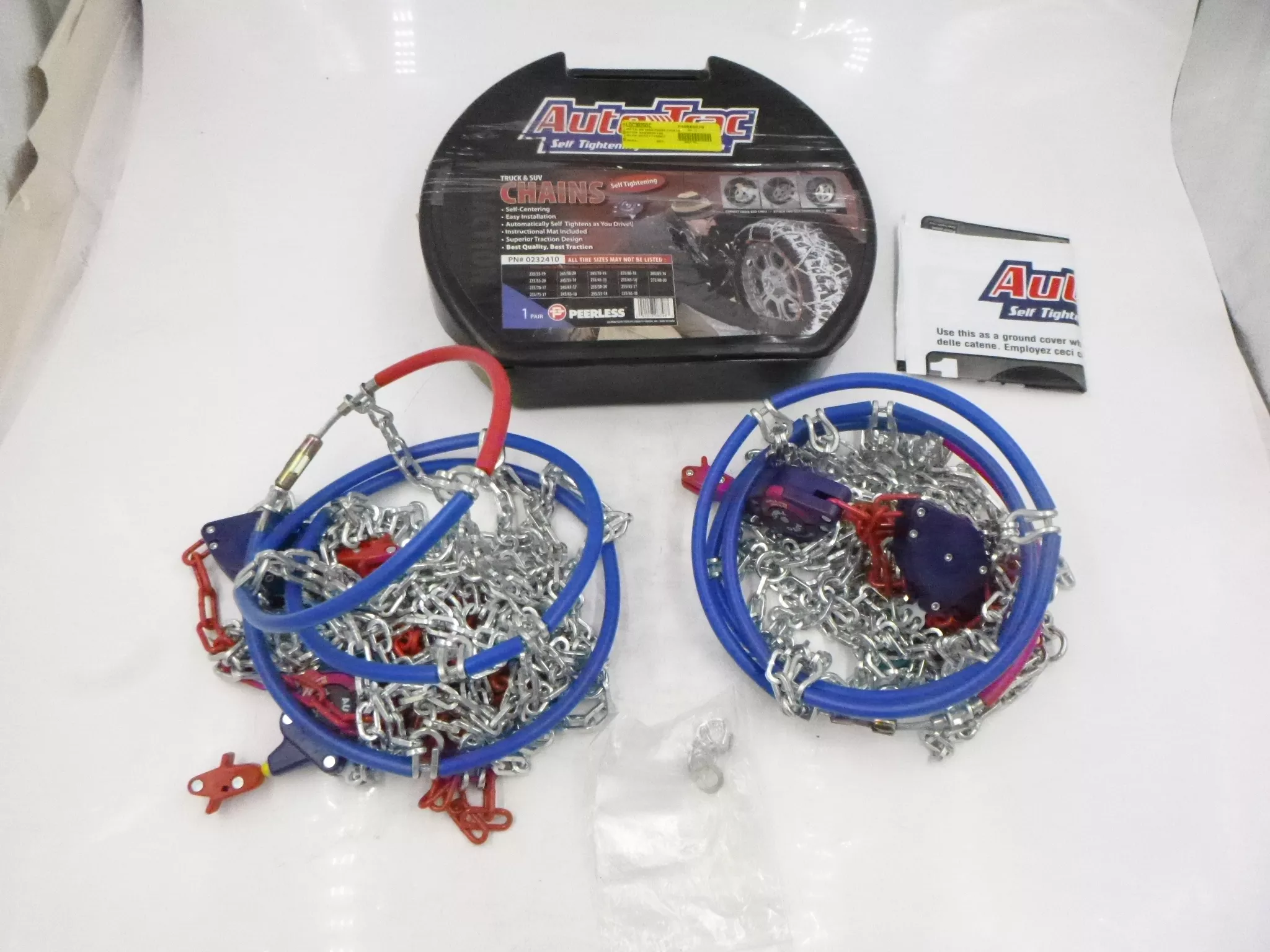 1 Pair AutoTrac 0232410 Self-Centering Snow Tire Chains For Truck/SUV