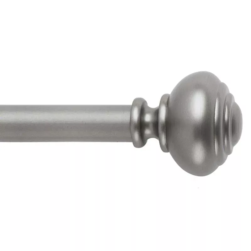 1" Pewter Knob Curtain Rod, 36-72"