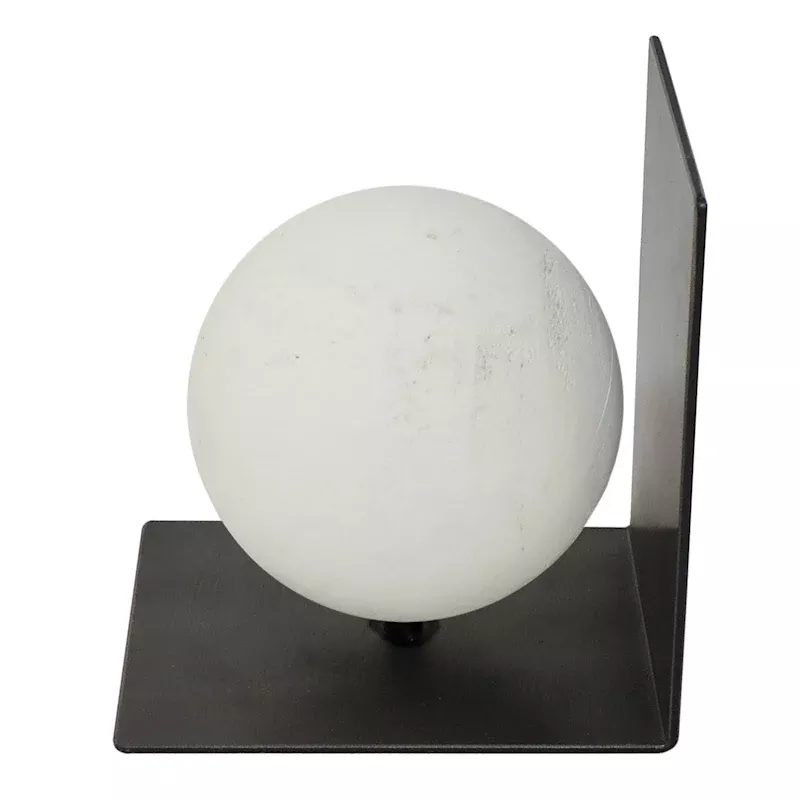 1-Piece White Wood & Metal Orb Bookend, 6"