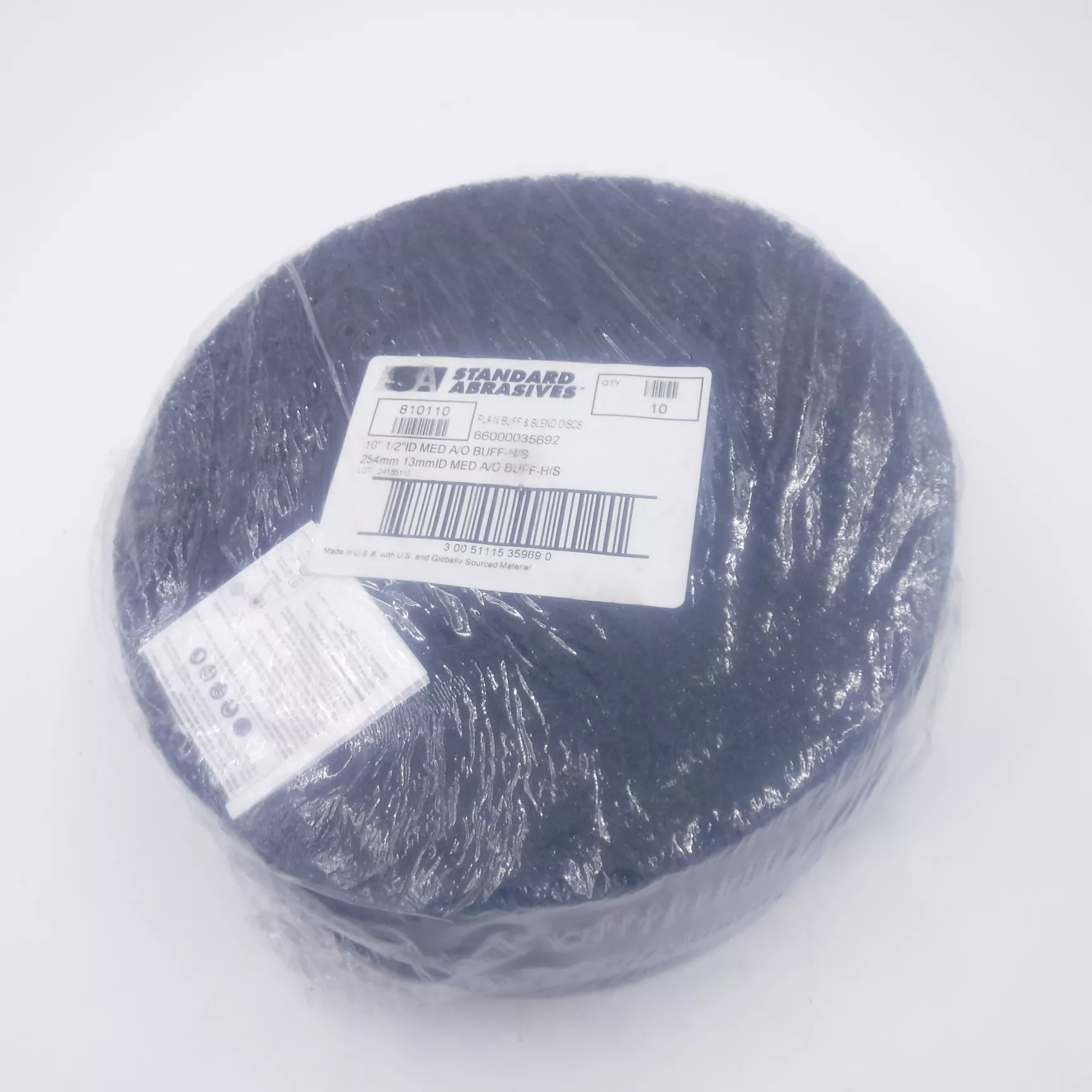 10 Pack 3M 810110 Standard Abrasives Buff and Blend HS Discs 10″ x 1/2″Medium