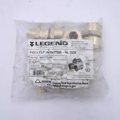 10 Pack Legend 460-710NL 3/4″x 3/4″ PEX x FNT Adapter DZR Forged Brass Fitting