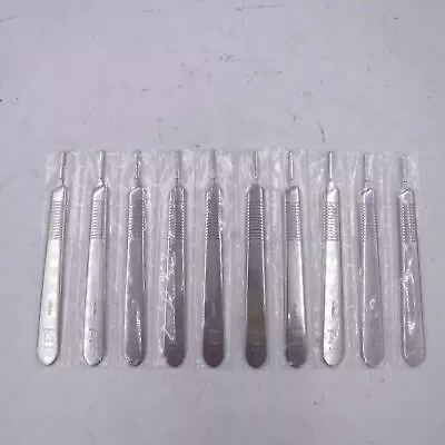 10 Pack Ruttgers #3 Scalpel Handles, Made in Germany, Stainless Steel, 136mm L