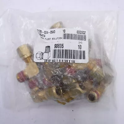 10 PC 90° Male Elbow Air Brake Fitting For Nylon Tubing, Brass, 3/8″ x 1/4″