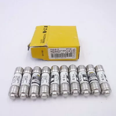10 PCS Bussmann FNQ-R-12, 12 Amp Limitron Time Delay Fuses 600V, Class CC