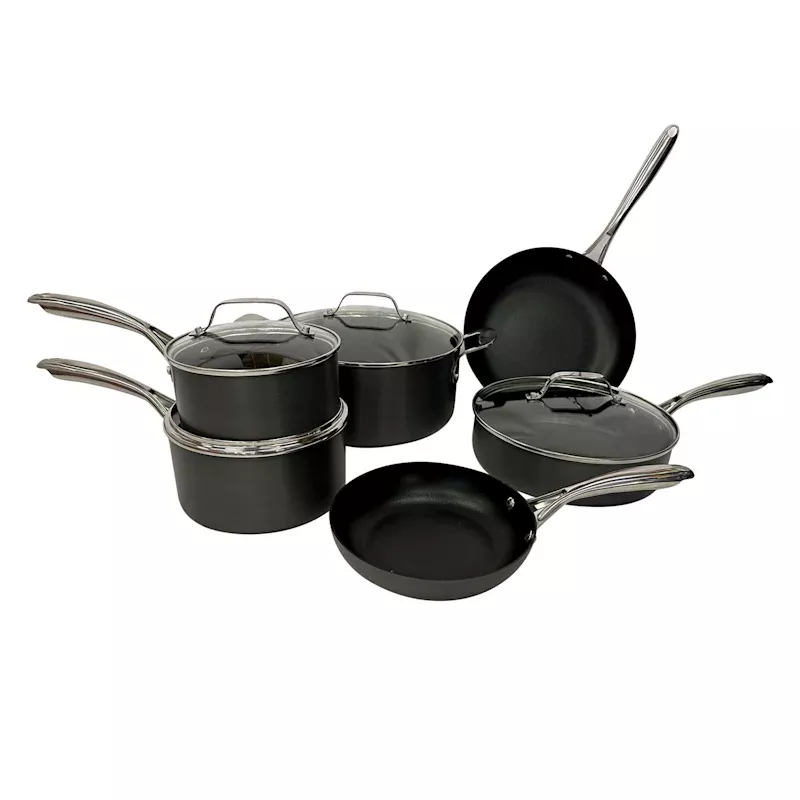 10-Piece Black Hard-Anodized Cookware Set
