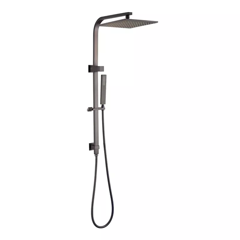 10” Square Gun Metal Grey Shower Station Top Water Inlet