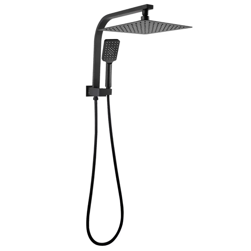 10″ Square Matte Black Shower Station Top Water Inlet
