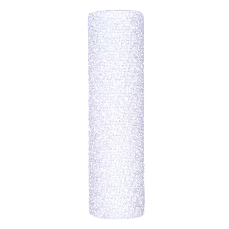 10" White Snow Mesh Ribbon, 5yd