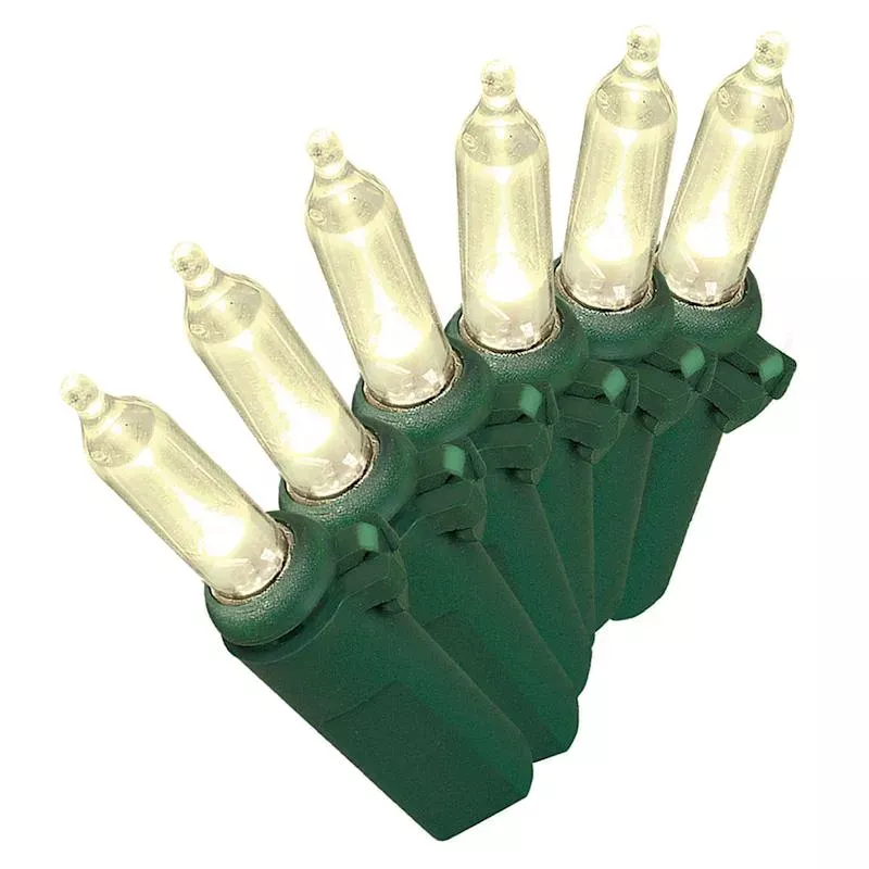 100-Count Warm White LED Mini String Lights with Green Wire
