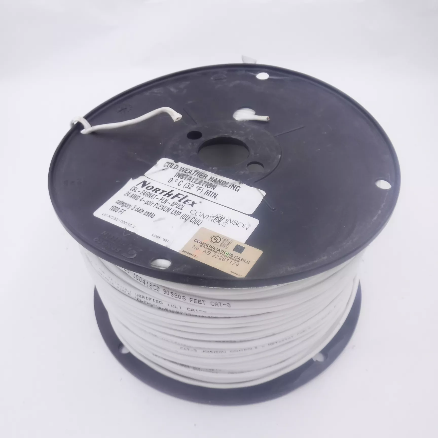 1000′ Johnson Controls North Flex 24AWG CBL-24/8NAT-PLN Data Cable CAT3
