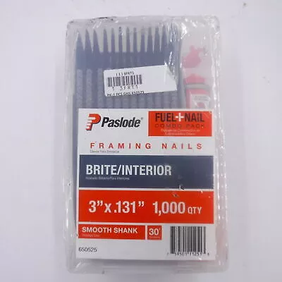 1000 Pack Paslode 650525 Fuel & Framing Nails Combo Pack, 3” x .131”