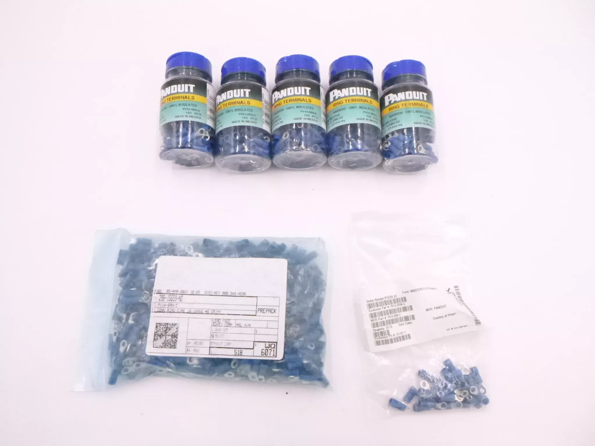 1043 Piece Panduit 16-14 AWG CU Ring Terminals #6 Stud PV-146RN-C