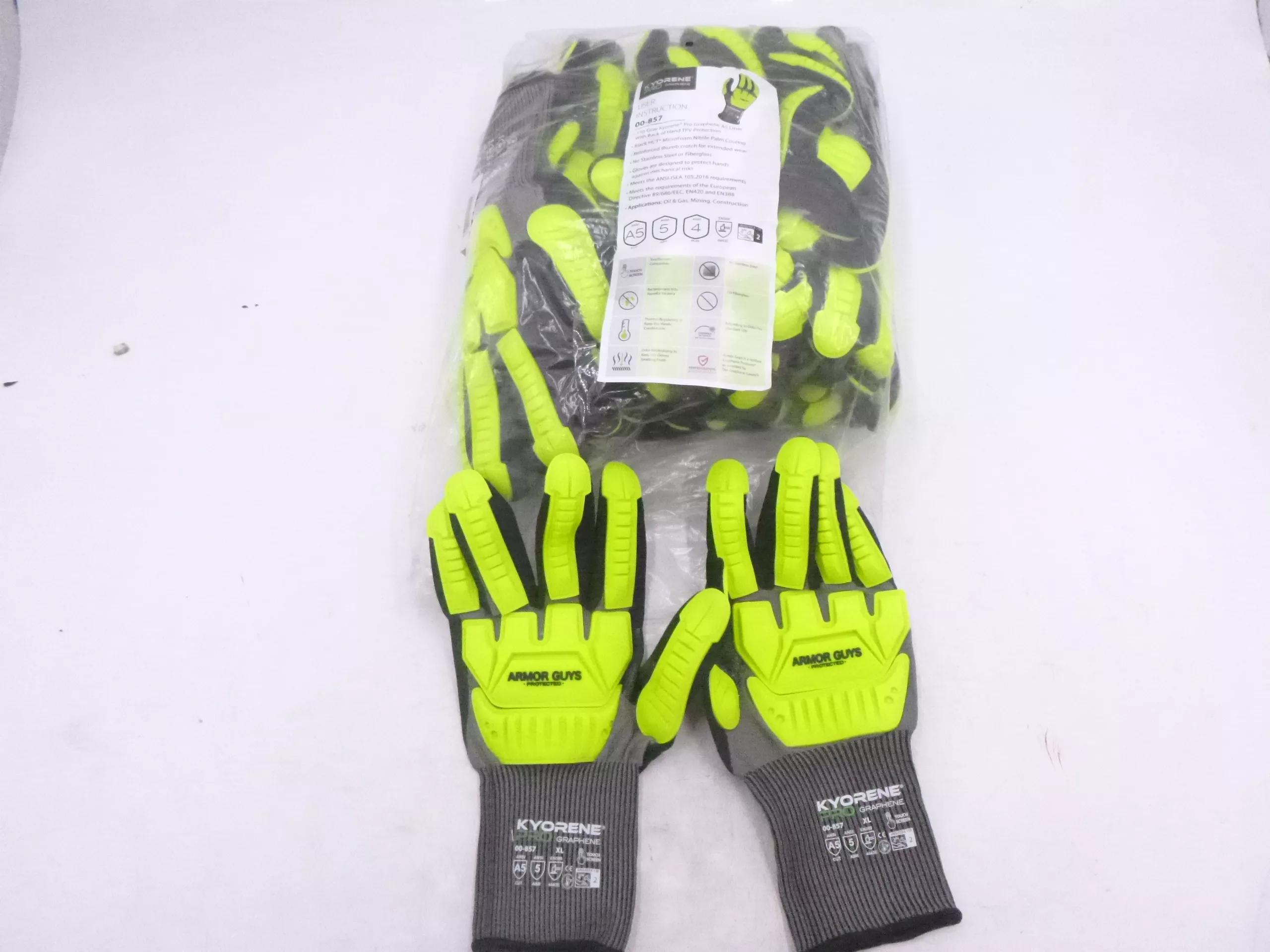 12 Pack Kyorene Pro Protect Work Gloves Impact Protect A5 Cut Resistant XL