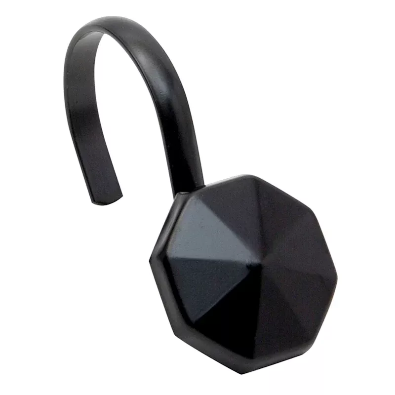 12-Piece Alta Black Shower Curtain Hooks