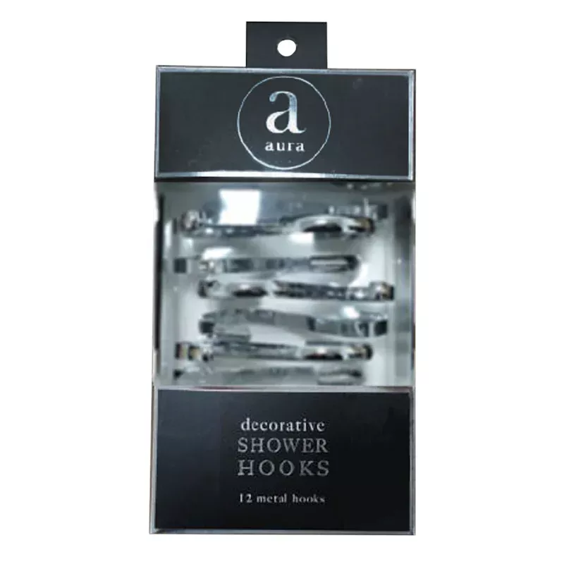 12-Piece Chrome S-Shaped Shower Curtain Hooks