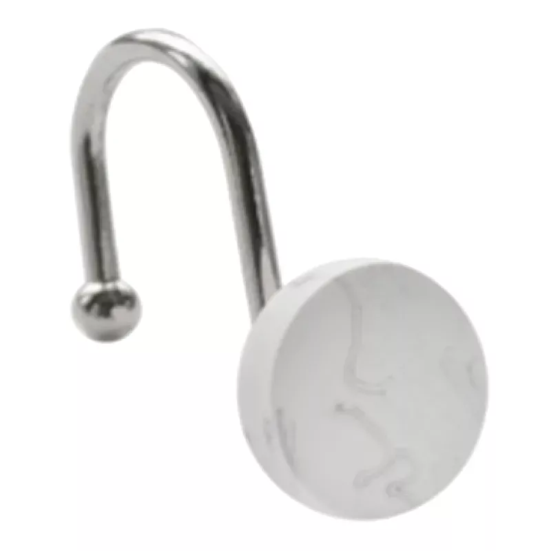 12-Piece Marbled Round Shower Curtain Hooks