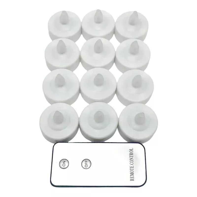 12PK white Tealights W/Remote