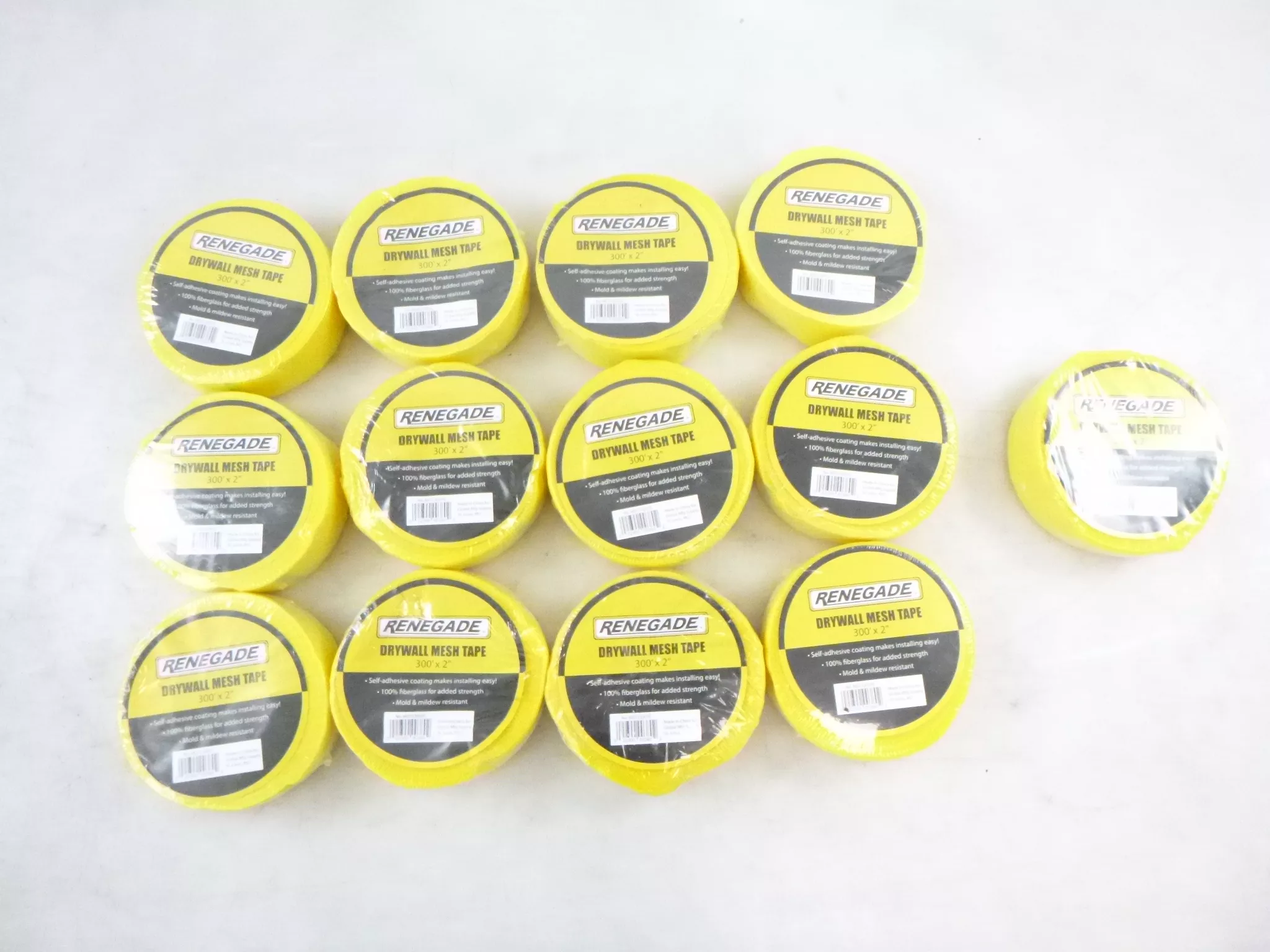 13 Pack Renegade Drywall Mesh Tape Yellow 300′ X 2″ MDT2300YE
