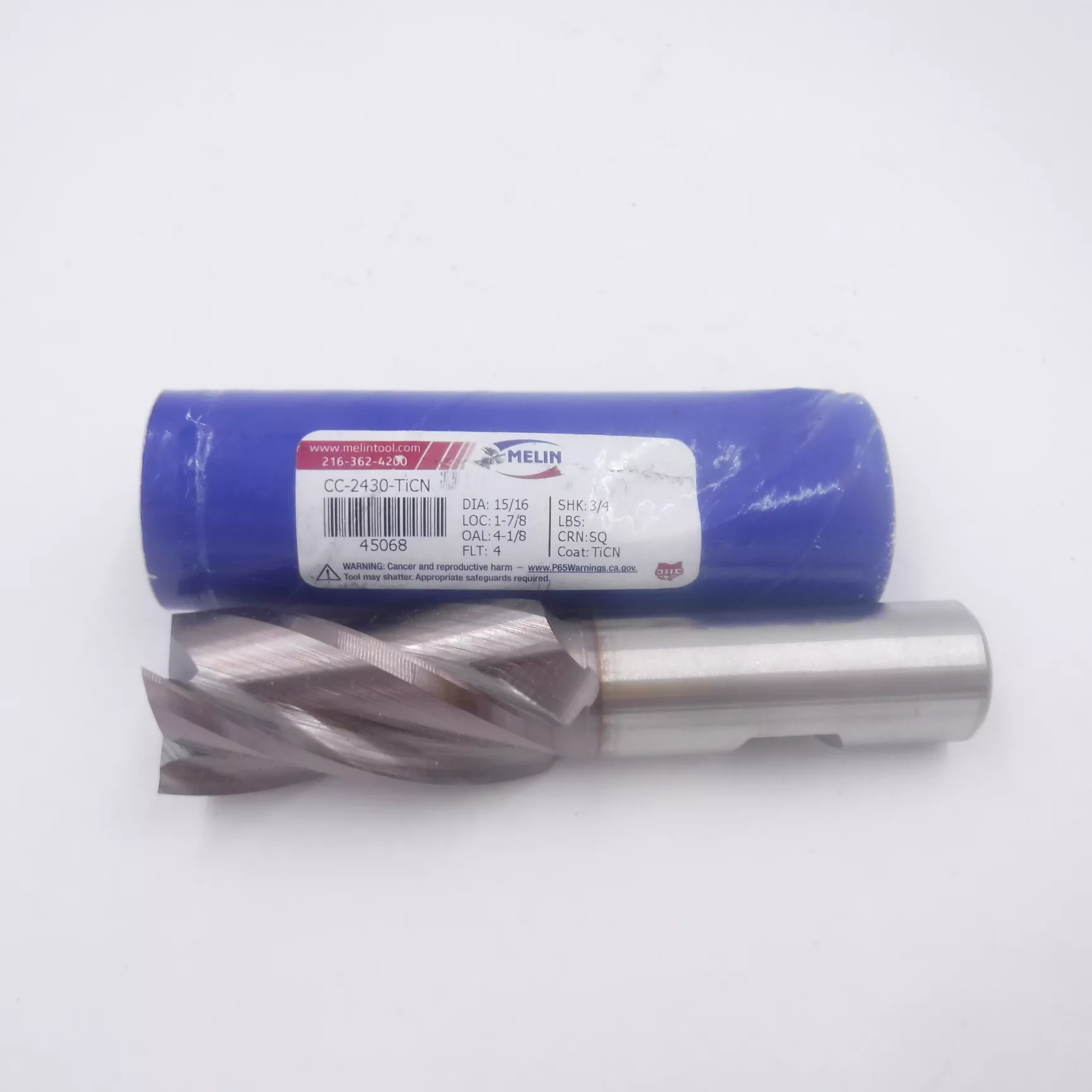 15/16″ Diameter Square End Standard Length 4 Flute TiCN M42 Cobalt End Mill