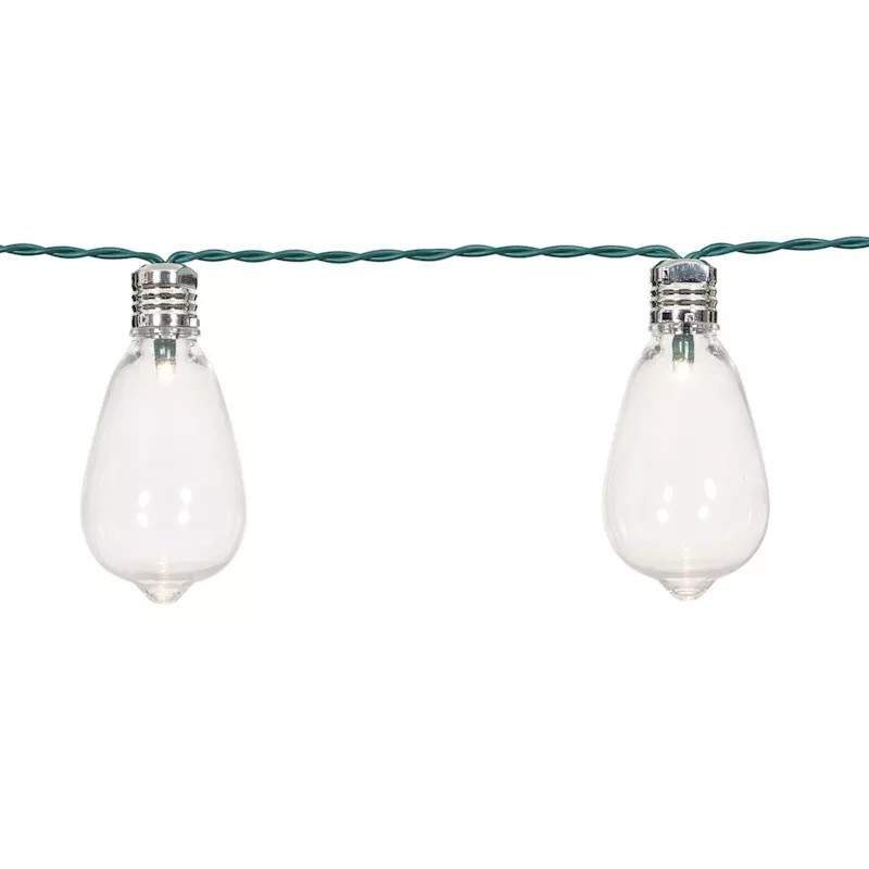 15-Count Solar LED Edison String Lights with Green Wire