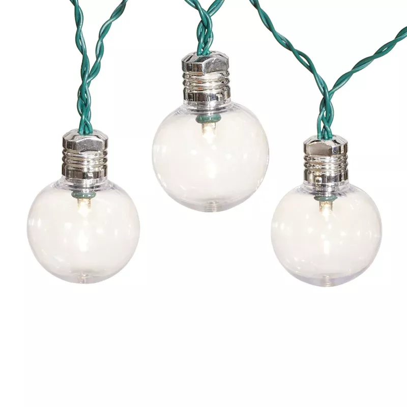 15-Count Solar LED G40 Globe String Lights with Green Wire