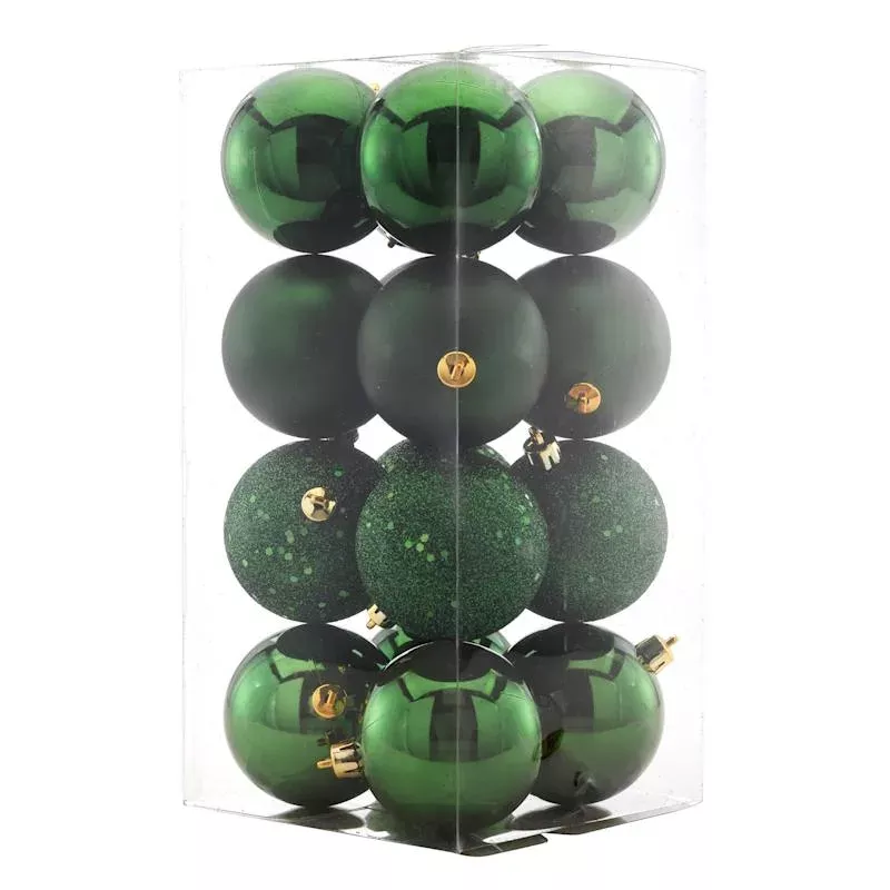 16-Count Green Mix Shatterproof Ornaments, 70mm