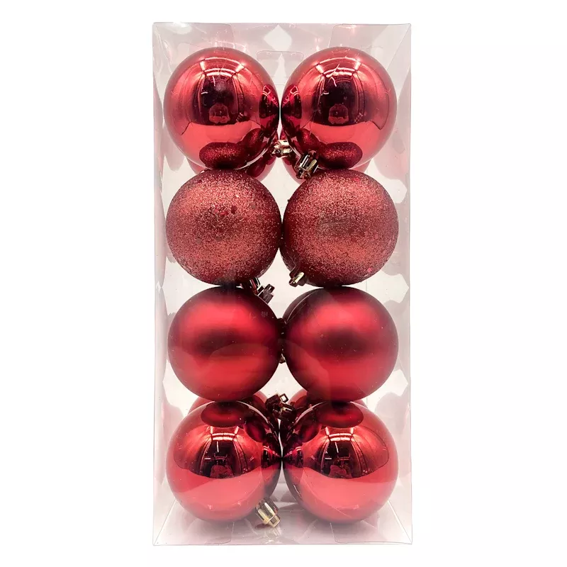 16-Count Red Mix Shatterproof Ornaments, 70mm
