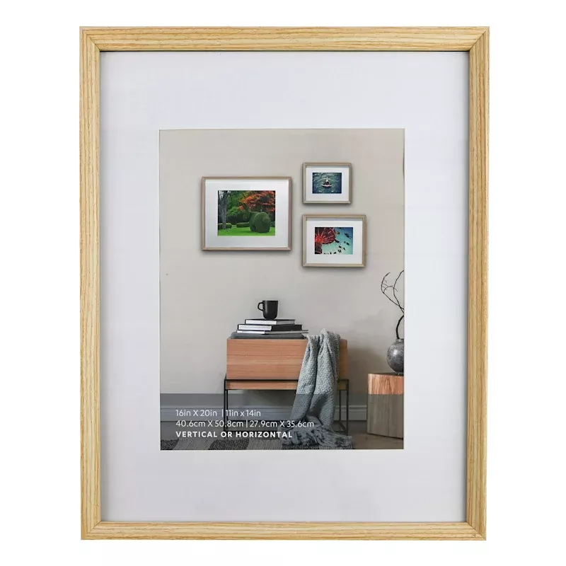 16x20 Matted to 11x14 Wall Frame, Natural