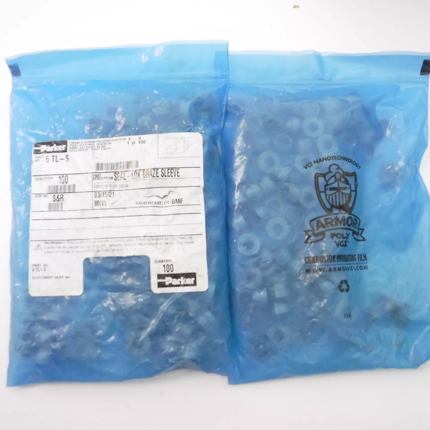 170 Pack Parker 3/8″ Seal-Lok Braze OFRS Nuts 6TL-S