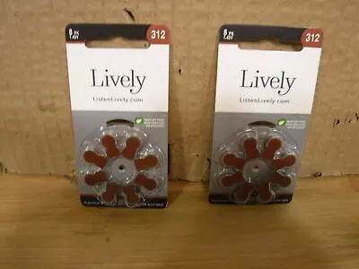 2 8 packs Lively Hearing Aid Batteries (312) Exp 11/23 1.45v
