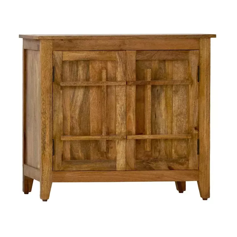 2-Door Natural Mango Wood Cabinet