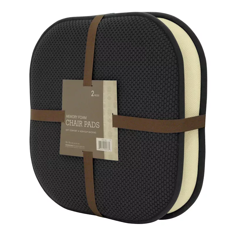 2-Pack Black Memory Foam Dining Chair Pads