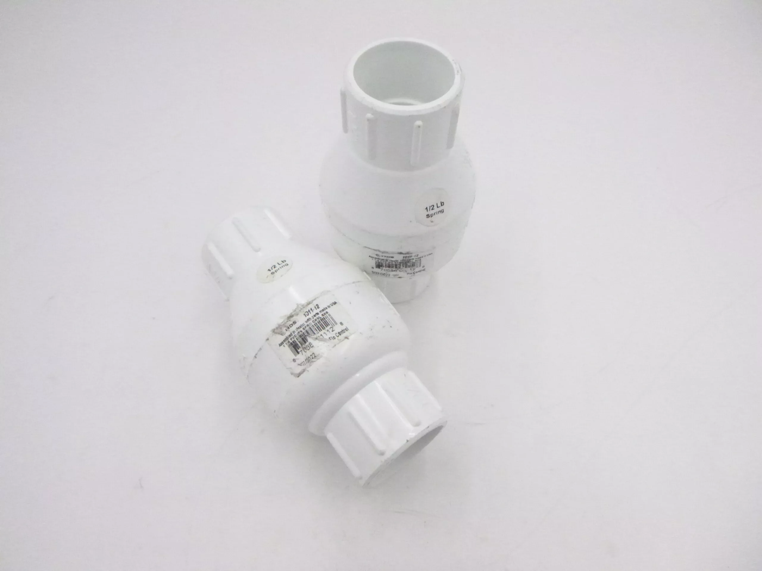 2 Pack NDS 1011-12 Spring Check Valve PVC 1/2 Lb Spring 1.25″ Sched 40 D-2466