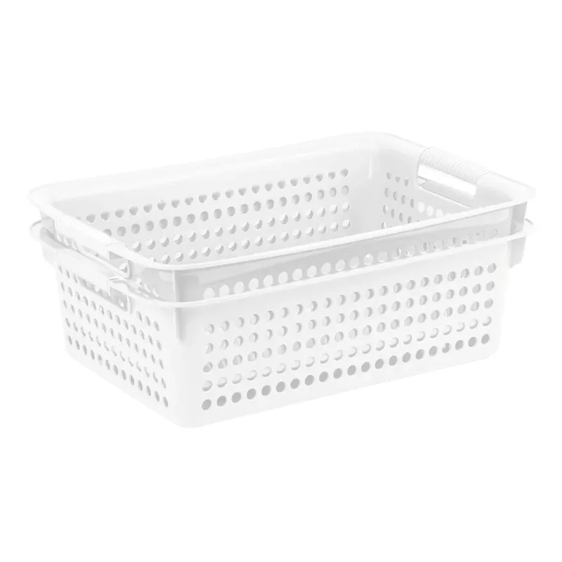 2-Pack White Circle Cutout Storage Basket, 8l