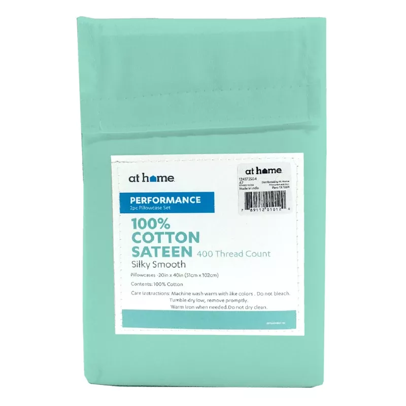 2-Piece Aqua 400 Thread Count Cotton Performance Pillowcase Set, King