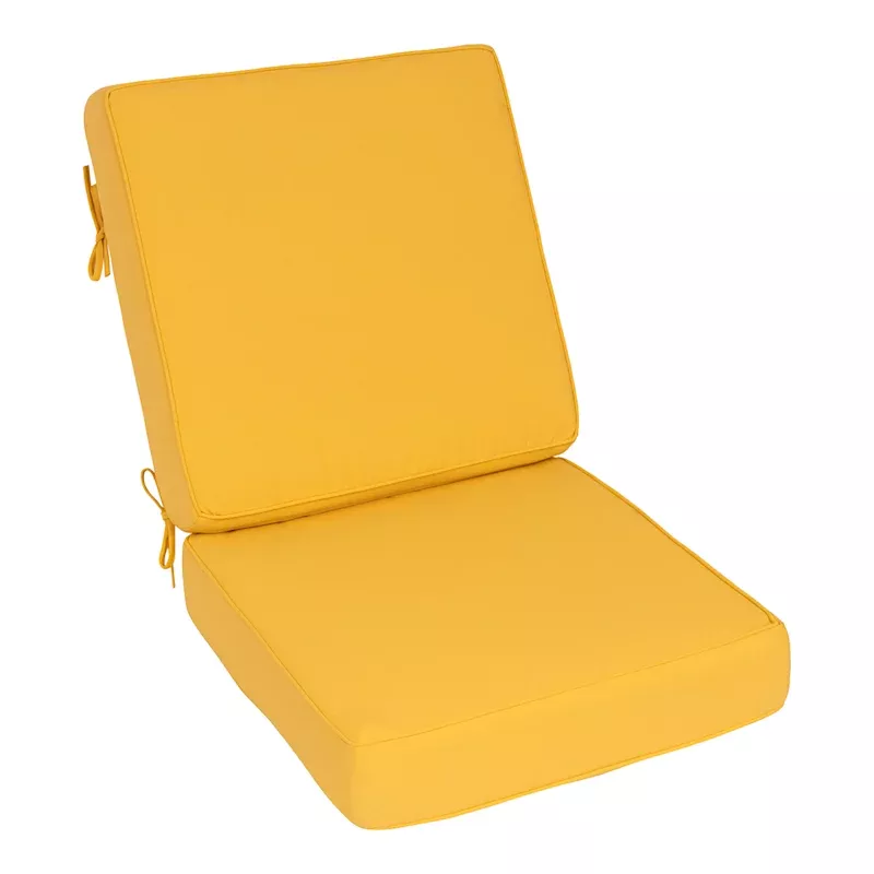 2-Piece Butter Yellow Canvas Outdoor Deep Seat Cushion