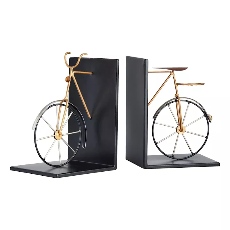 2-Piece Metal Bike Bookend Set, 8"