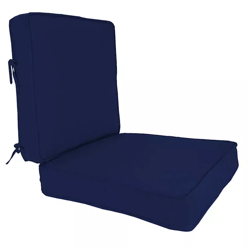 2-Piece Navy Blue Canvas Outdoor Deep Seat Cushion Set