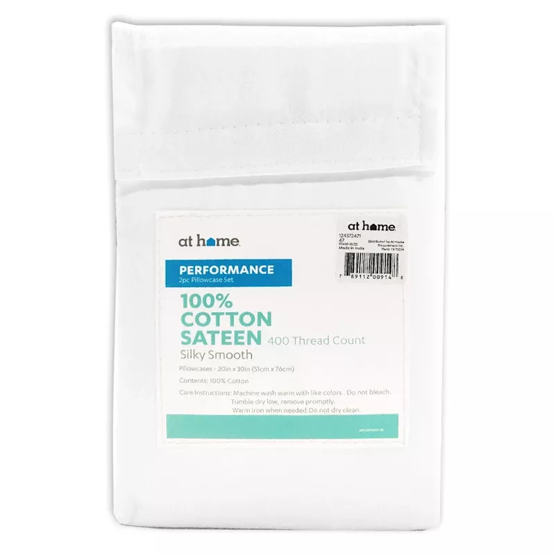 2-Piece White 400 Thread Count Performance Pillowcase Set, Standard