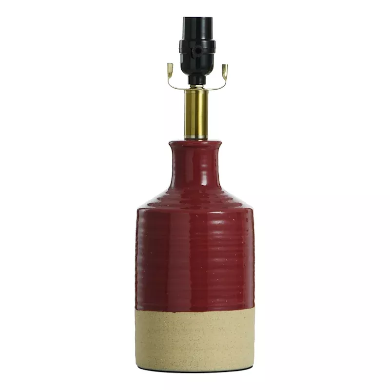 2-Tone Red & Cream Accent Lamp, 14"