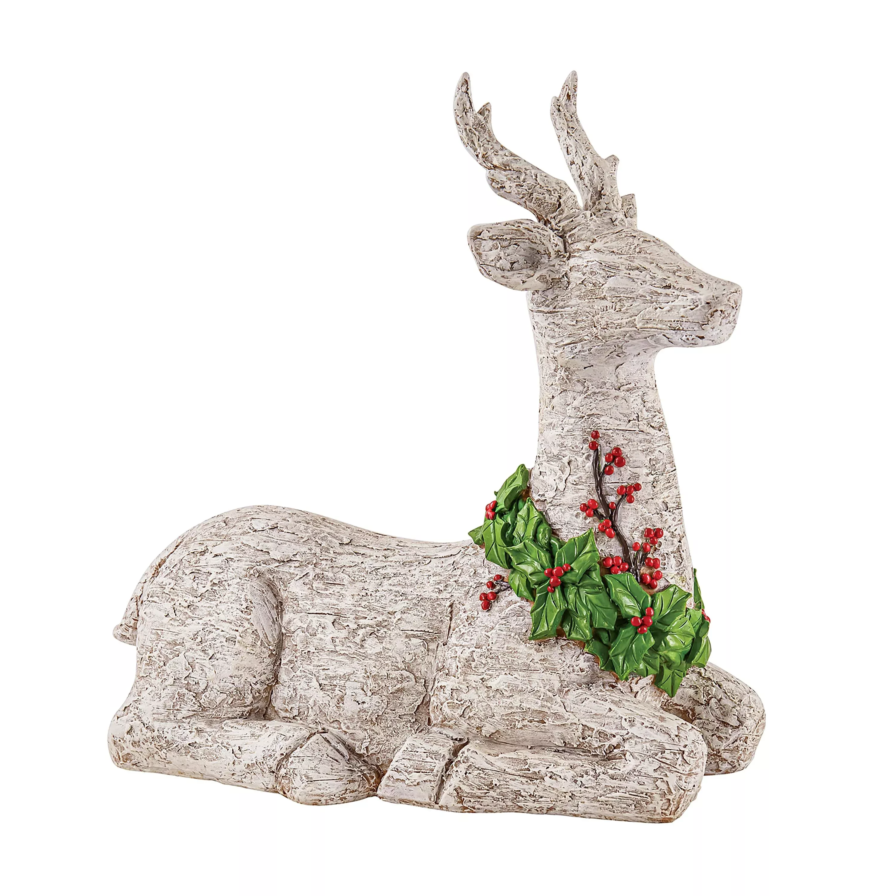20" Birch & Berries Deer Garden Statuary