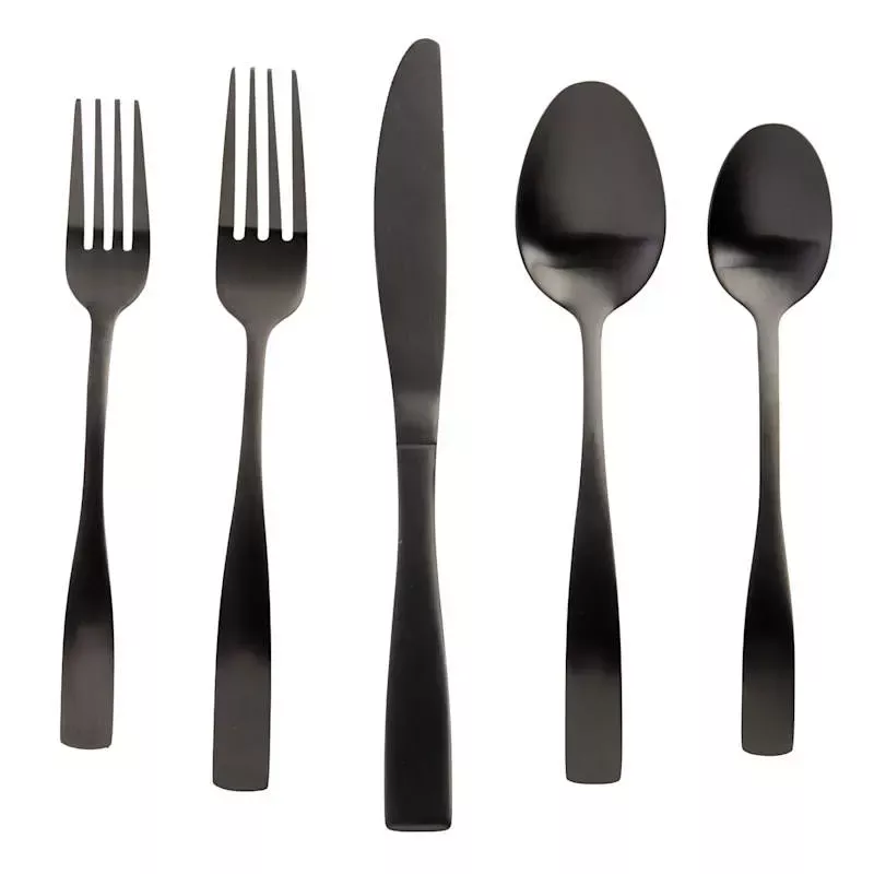 20-Piece Percy Flatware Set, Satin Black